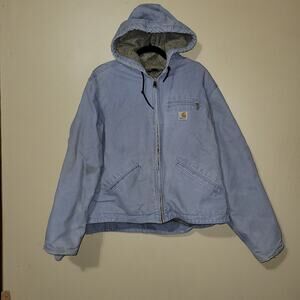 Carhartt Work  Jacket Sandstone Sierra Sherpa Lined Duck Canvas Womens XL Outdoo